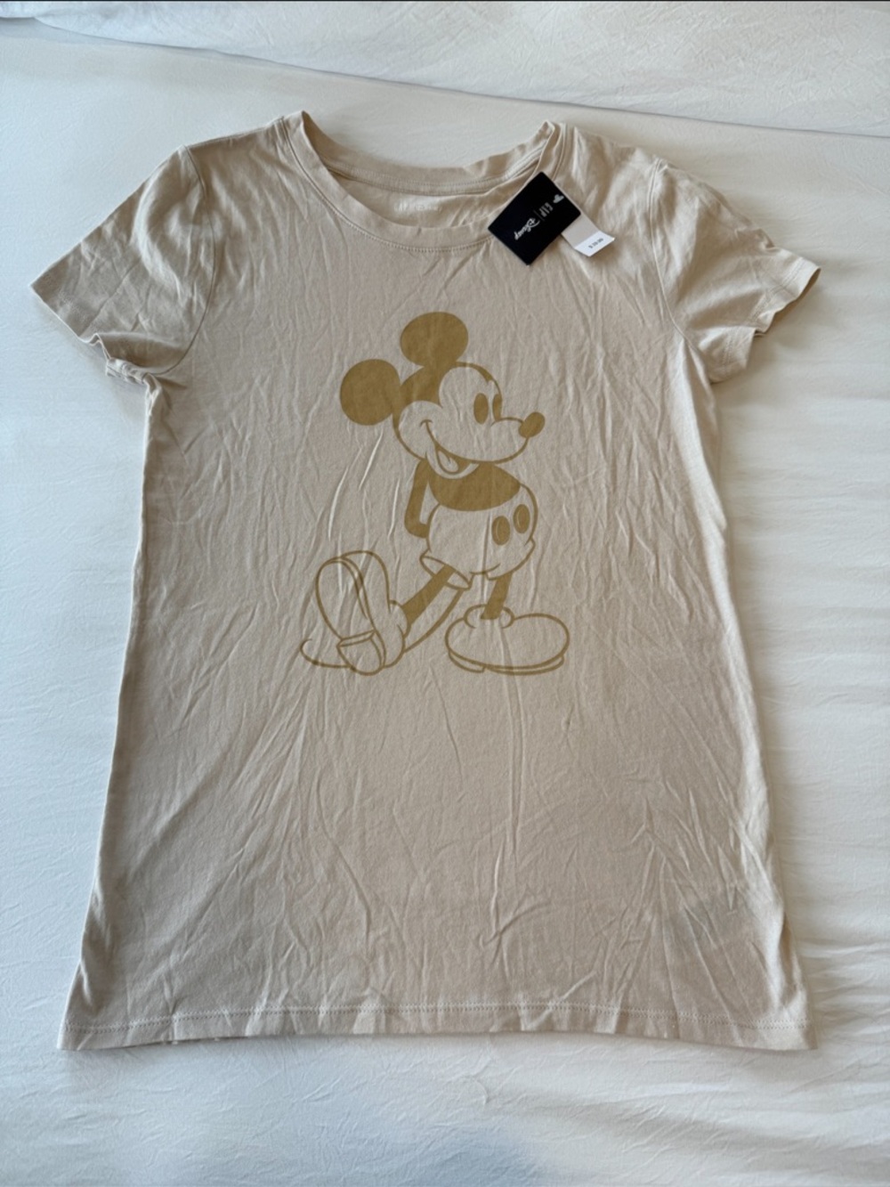 NWT GAP Disney Beige Tee with Gold Mickey